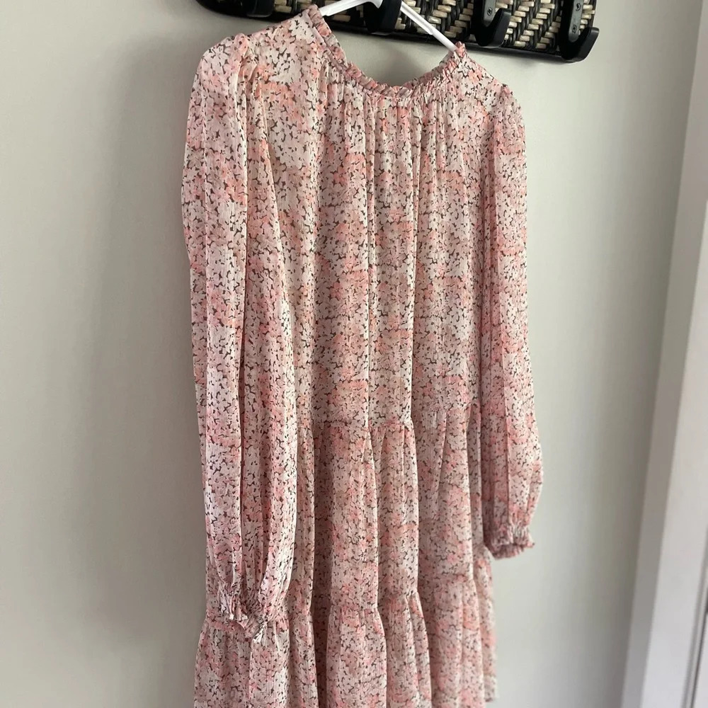 H&M Pink Floral Flowy Balloon Sleeve Boho Dress - Size Medium - Picture 4 of 12
